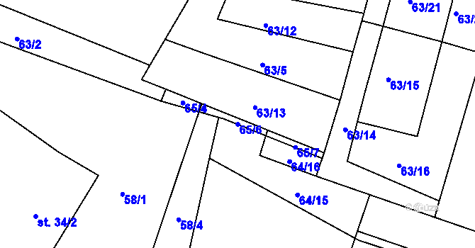Parcela st. 65/6 v KÚ Cetyně, Katastrální mapa