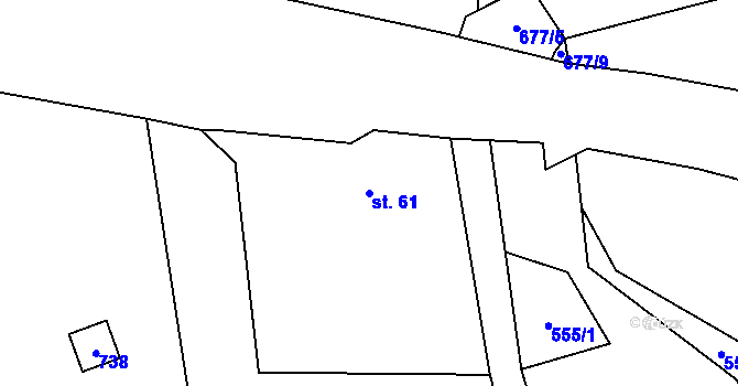 Parcela st. 61 v KÚ Cidlina, Katastrální mapa