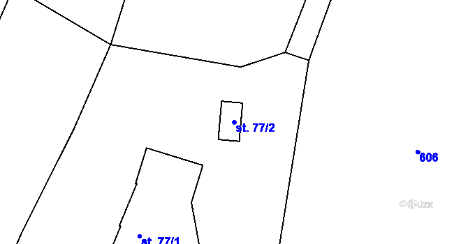 Parcela st. 77/2 v KÚ Cidlina, Katastrální mapa