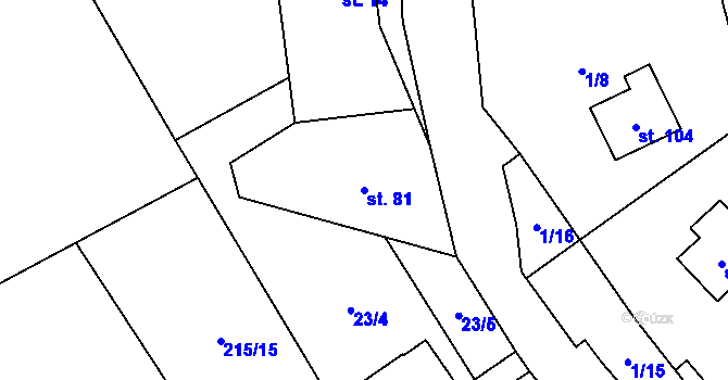 Parcela st. 81 v KÚ Cidlina, Katastrální mapa