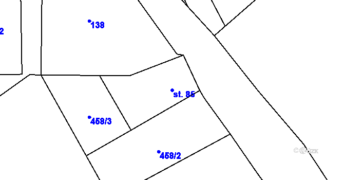 Parcela st. 85 v KÚ Cidlina, Katastrální mapa