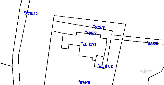 Parcela st. 87/1 v KÚ Cidlina, Katastrální mapa
