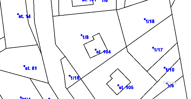 Parcela st. 104 v KÚ Cidlina, Katastrální mapa