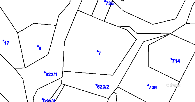 Parcela st. 7 v KÚ Cidlina, Katastrální mapa