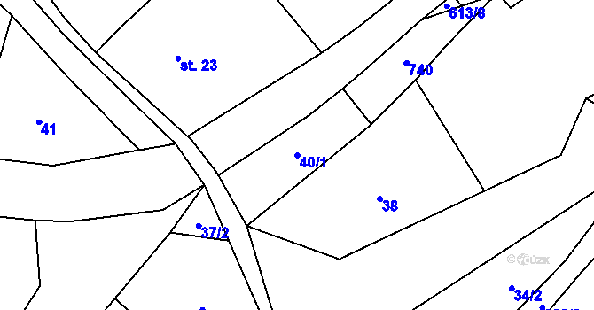 Parcela st. 40/1 v KÚ Cidlina, Katastrální mapa