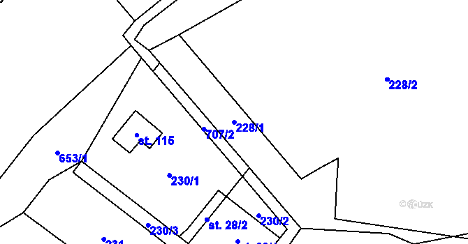 Parcela st. 228/1 v KÚ Cidlina, Katastrální mapa