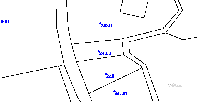 Parcela st. 243/3 v KÚ Cidlina, Katastrální mapa
