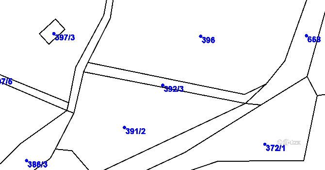 Parcela st. 392/3 v KÚ Cidlina, Katastrální mapa