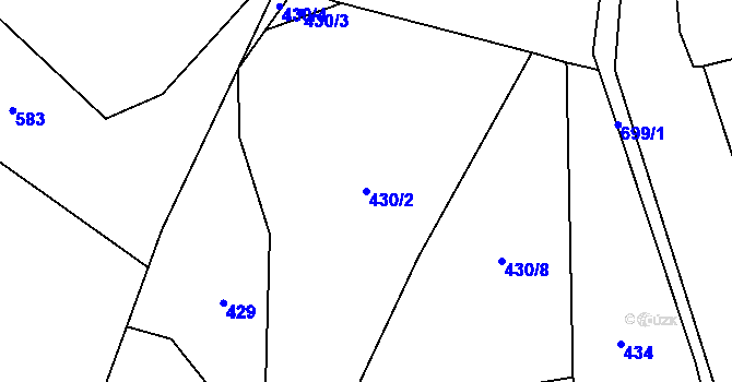 Parcela st. 430/2 v KÚ Cidlina, Katastrální mapa