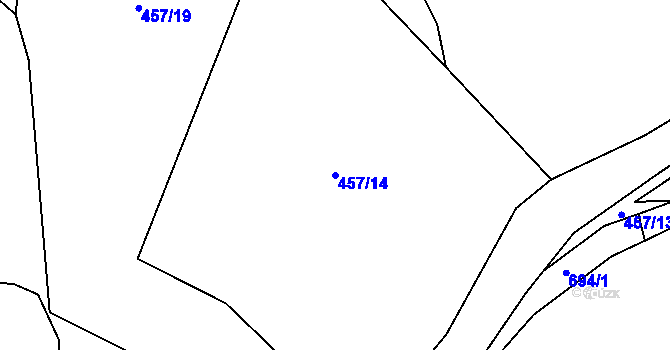 Parcela st. 457/14 v KÚ Cidlina, Katastrální mapa