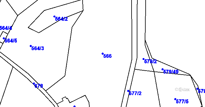 Parcela st. 566 v KÚ Cidlina, Katastrální mapa
