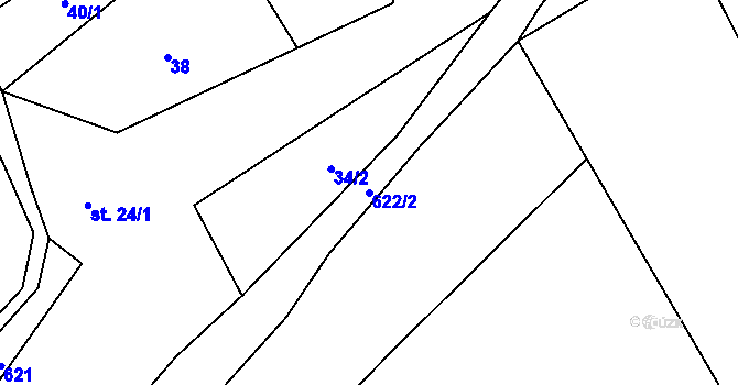 Parcela st. 622/2 v KÚ Cidlina, Katastrální mapa