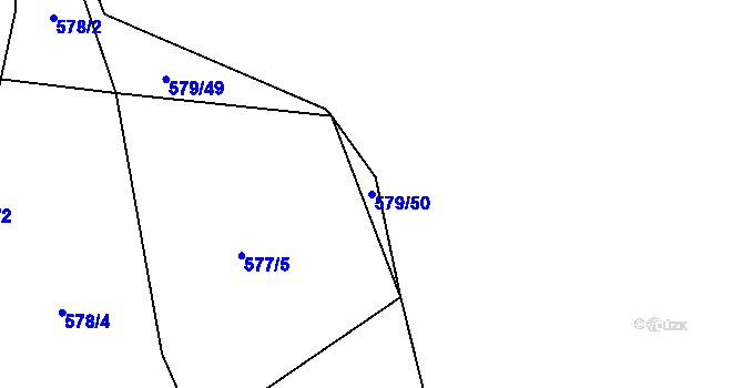 Parcela st. 579/50 v KÚ Cidlina, Katastrální mapa