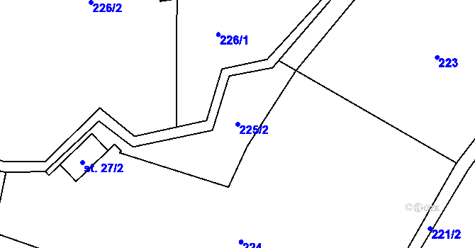 Parcela st. 225/2 v KÚ Cidlina, Katastrální mapa
