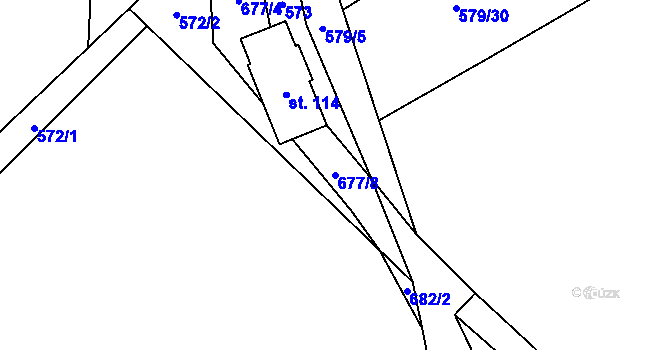 Parcela st. 677/8 v KÚ Cidlina, Katastrální mapa