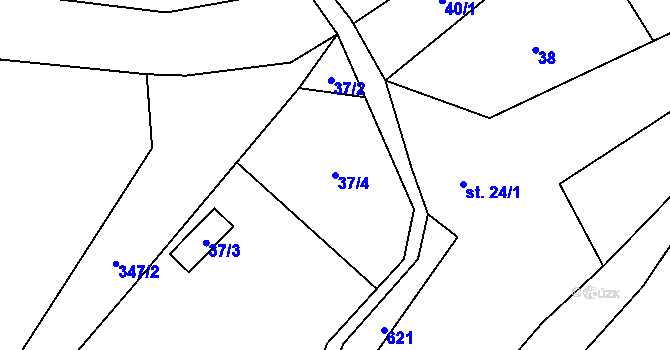 Parcela st. 37/4 v KÚ Cidlina, Katastrální mapa