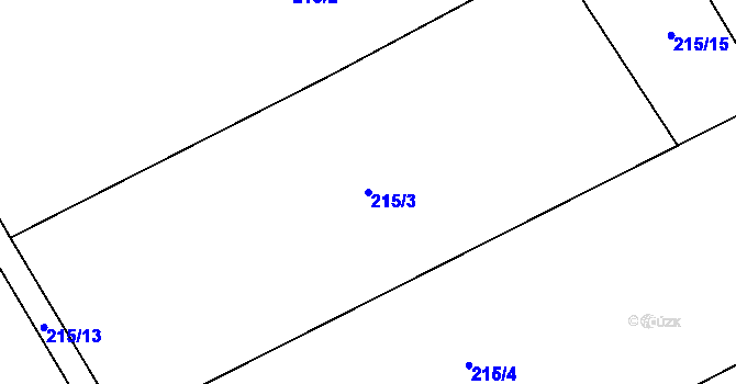 Parcela st. 215/3 v KÚ Cidlina, Katastrální mapa