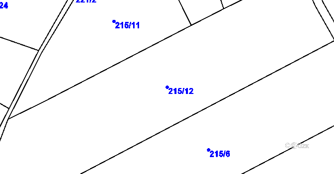Parcela st. 215/12 v KÚ Cidlina, Katastrální mapa