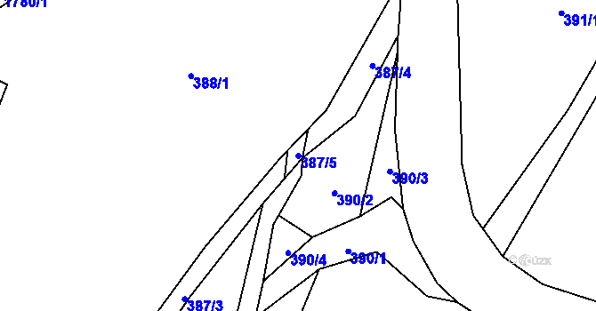Parcela st. 387/5 v KÚ Cidlina, Katastrální mapa
