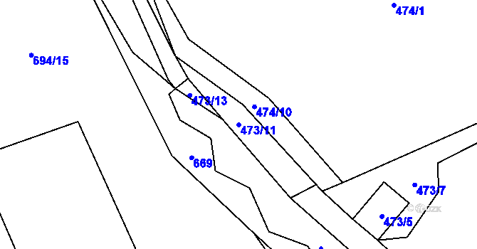 Parcela st. 473/11 v KÚ Cidlina, Katastrální mapa