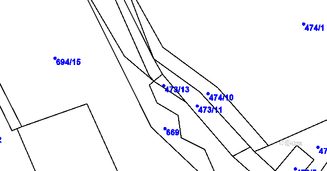 Parcela st. 473/13 v KÚ Cidlina, Katastrální mapa