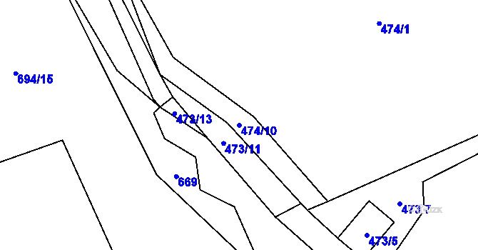 Parcela st. 474/10 v KÚ Cidlina, Katastrální mapa