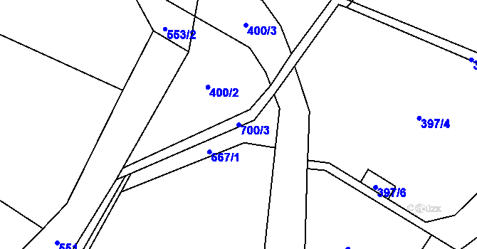 Parcela st. 700/3 v KÚ Cidlina, Katastrální mapa