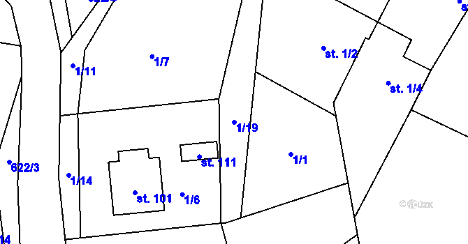 Parcela st. 1/19 v KÚ Cidlina, Katastrální mapa