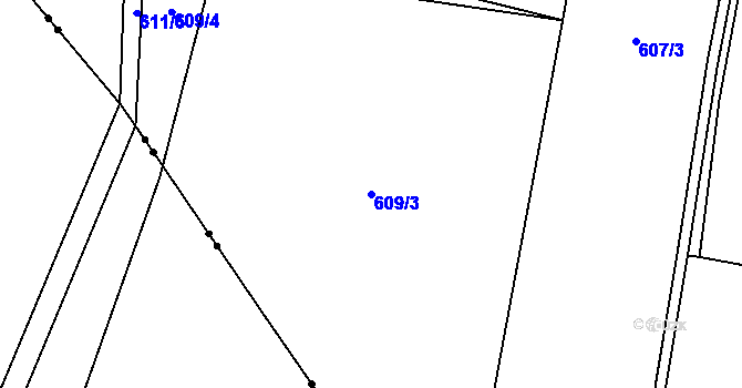 Parcela st. 609/3 v KÚ Cidlina, Katastrální mapa