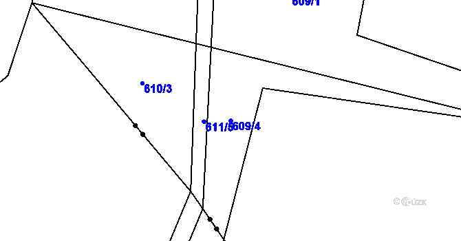 Parcela st. 609/4 v KÚ Cidlina, Katastrální mapa