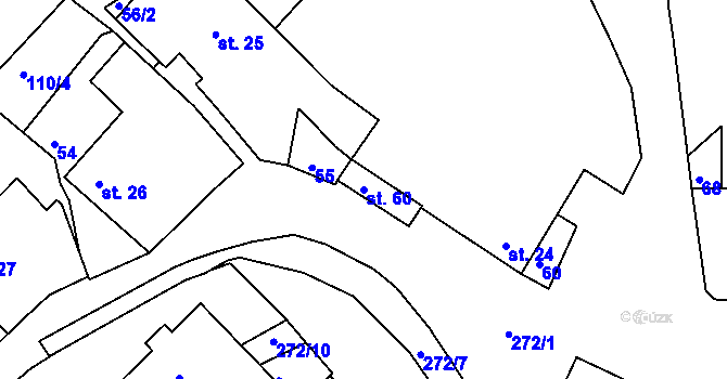 Parcela st. 60 v KÚ Cidlina na Moravě, Katastrální mapa