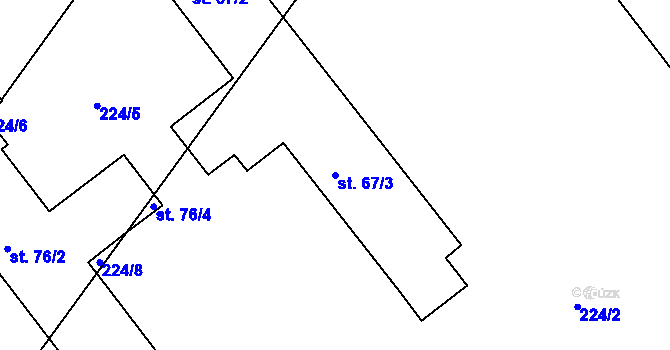 Parcela st. 67/3 v KÚ Cidlina na Moravě, Katastrální mapa