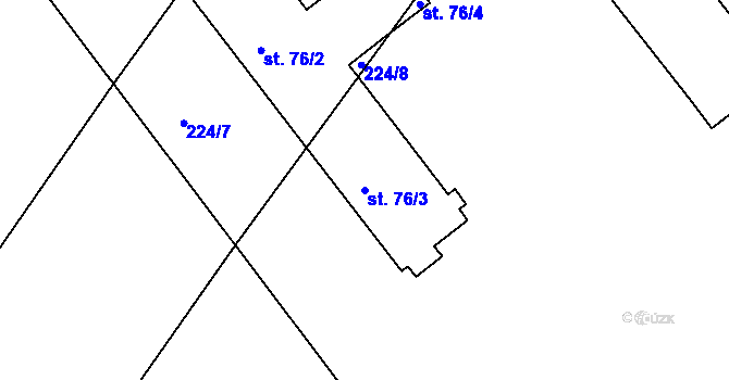 Parcela st. 76/3 v KÚ Cidlina na Moravě, Katastrální mapa