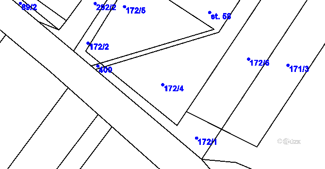 Parcela st. 172/4 v KÚ Cidlina na Moravě, Katastrální mapa