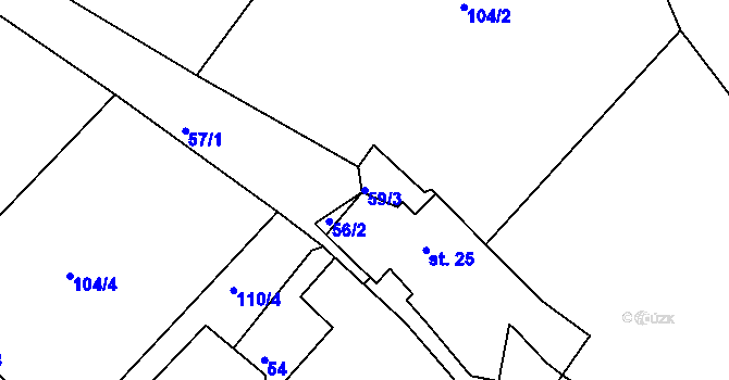 Parcela st. 59/3 v KÚ Cidlina na Moravě, Katastrální mapa