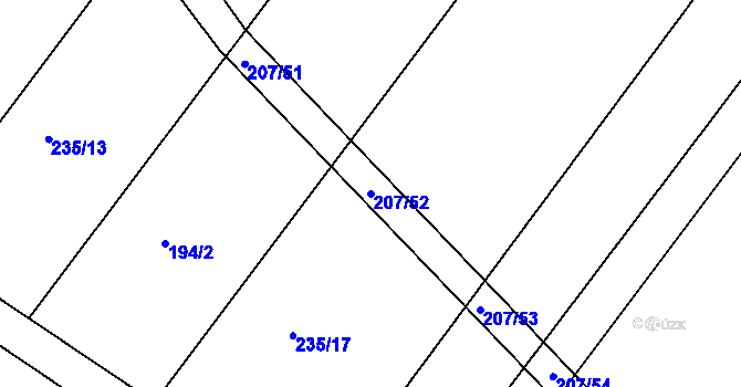Parcela st. 207/52 v KÚ Cidlina na Moravě, Katastrální mapa