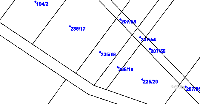 Parcela st. 235/18 v KÚ Cidlina na Moravě, Katastrální mapa