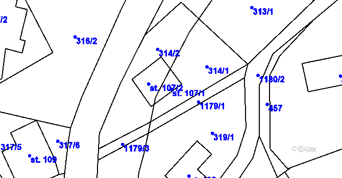 Parcela st. 107/1 v KÚ Cínovec, Katastrální mapa