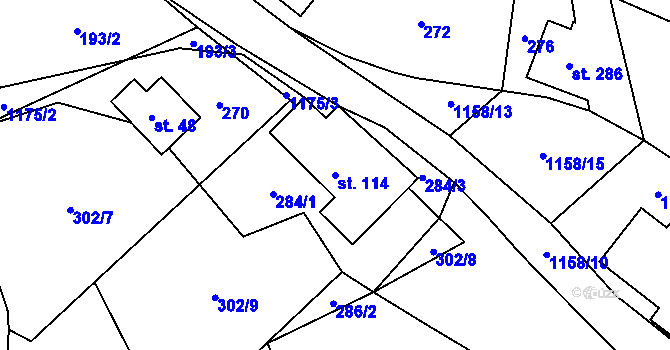 Parcela st. 114 v KÚ Cínovec, Katastrální mapa