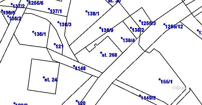 Parcela st. 268 v KÚ Cínovec, Katastrální mapa