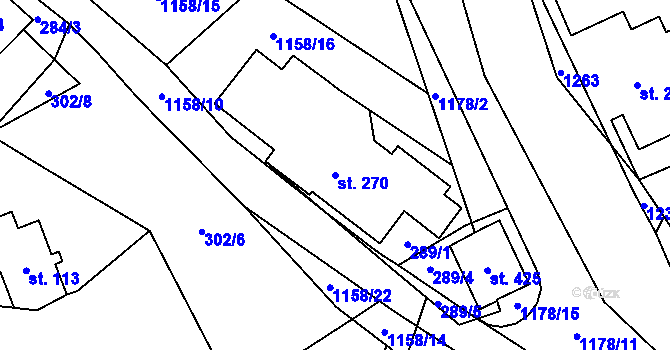 Parcela st. 270 v KÚ Cínovec, Katastrální mapa