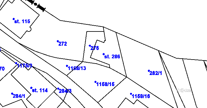 Parcela st. 286 v KÚ Cínovec, Katastrální mapa