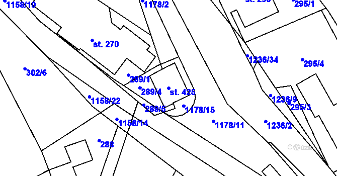 Parcela st. 425 v KÚ Cínovec, Katastrální mapa