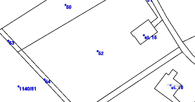 Parcela st. 52 v KÚ Cínovec, Katastrální mapa