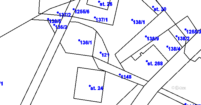 Parcela st. 121 v KÚ Cínovec, Katastrální mapa