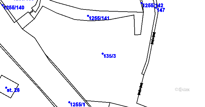 Parcela st. 135/3 v KÚ Cínovec, Katastrální mapa