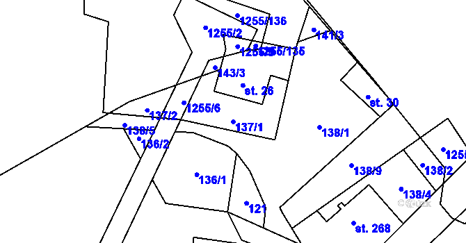 Parcela st. 137/1 v KÚ Cínovec, Katastrální mapa