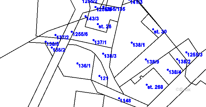 Parcela st. 138/3 v KÚ Cínovec, Katastrální mapa