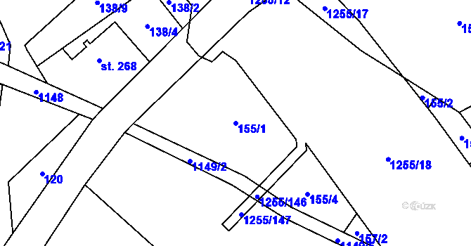 Parcela st. 155/1 v KÚ Cínovec, Katastrální mapa