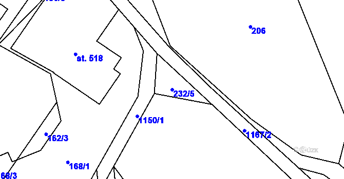Parcela st. 232/5 v KÚ Cínovec, Katastrální mapa